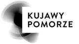 Logo Kujaw i Pomorza, wirujące koła i napis