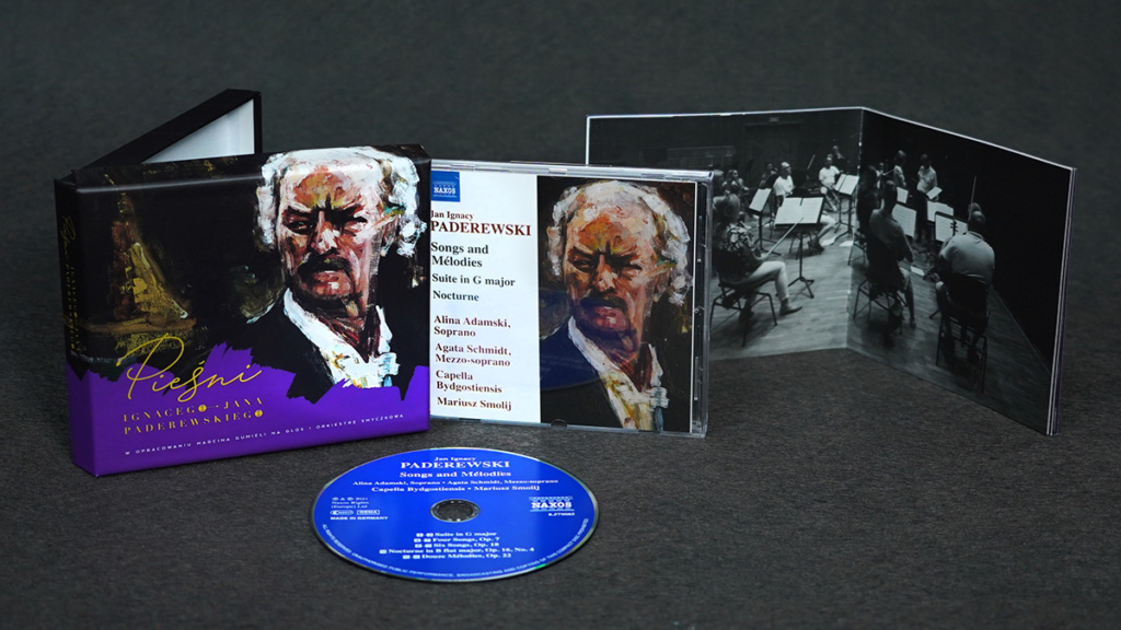 Zdjęcia płyty: Pieśni I.J. Paderewskigo. Starszy pan z wąsami i siwymi włosami.